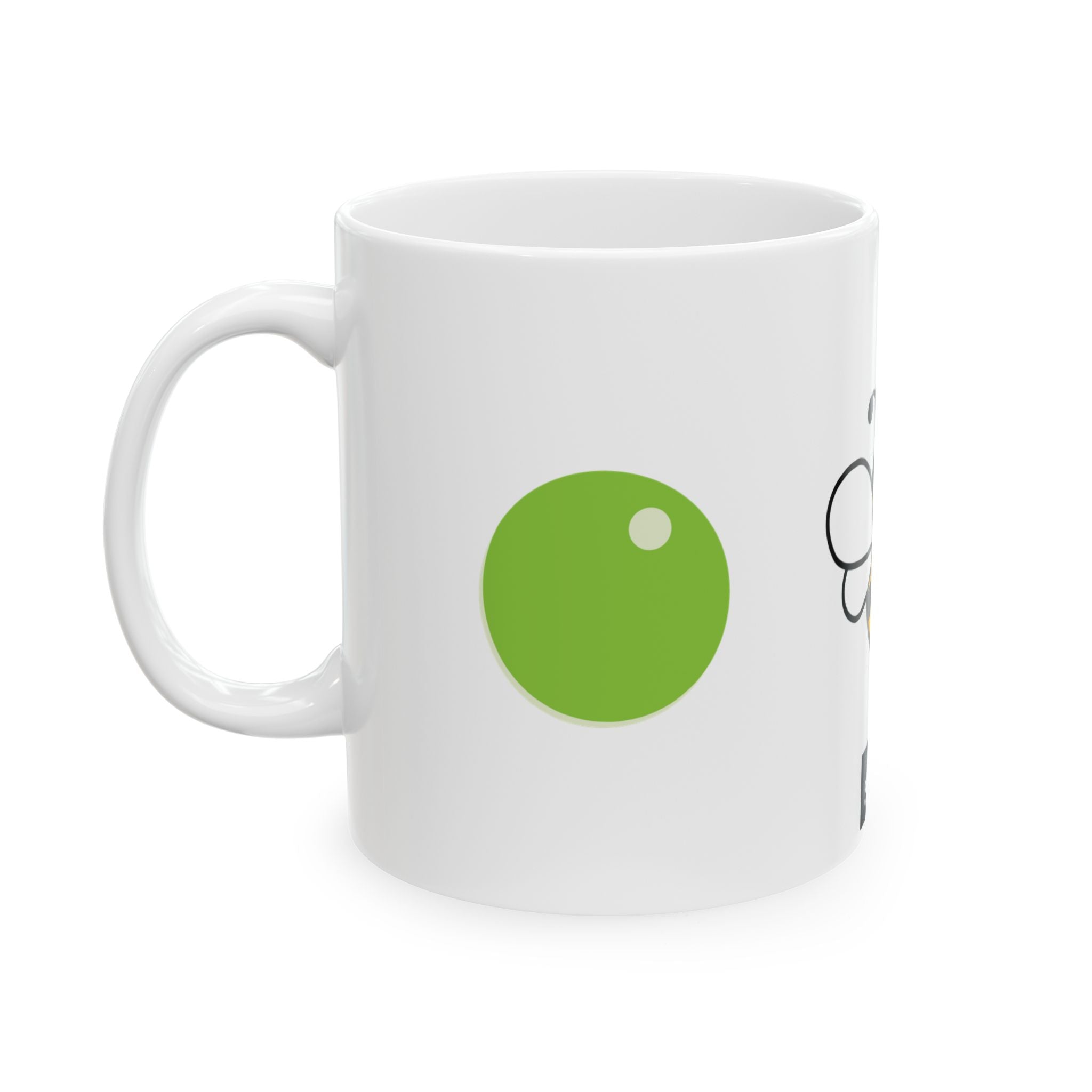 Pea Bee Eye (PBI) Ceramic Mug — Cute Bee Graphic Coffee Tea Cup (11oz, 15oz)
